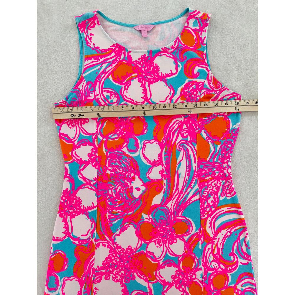 Lily Pulitzer Dress Feeling Tanked Groovy Floral Shift Cotton Sleeveless Large - Picture 8 of 10